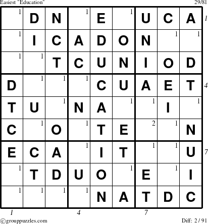 The grouppuzzles.com Easiest Education-c5 puzzle for , suitable for printing, with all 2 steps marked