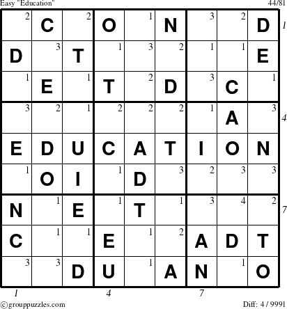 The grouppuzzles.com Easy Education-r5 puzzle for , suitable for printing, with all 4 steps marked