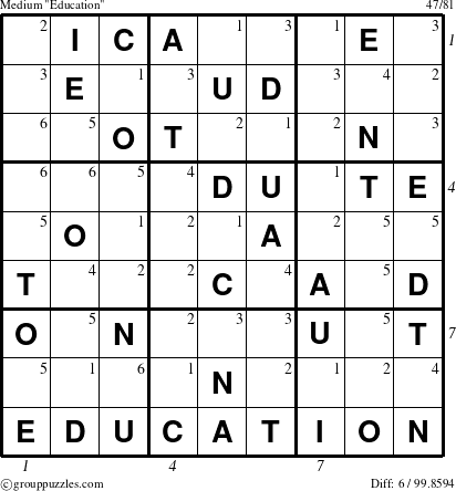 The grouppuzzles.com Medium Education-r9 puzzle for , suitable for printing, with all 6 steps marked