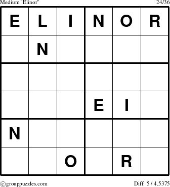 The grouppuzzles.com Medium Elinor puzzle for 