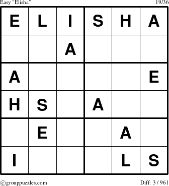 The grouppuzzles.com Easy Elisha puzzle for 