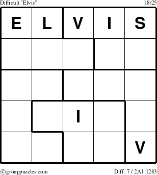 The grouppuzzles.com Difficult Elvis puzzle for 