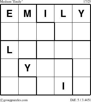 The grouppuzzles.com Medium Emily puzzle for 