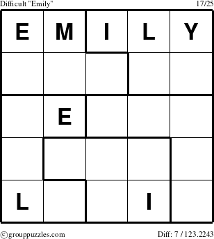 The grouppuzzles.com Difficult Emily puzzle for 