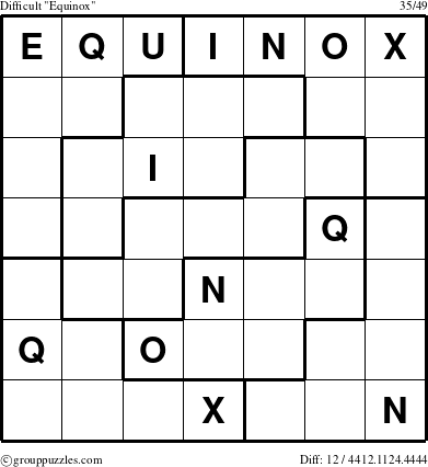 The grouppuzzles.com Difficult Equinox puzzle for 