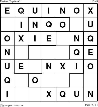 The grouppuzzles.com Easiest Equinox puzzle for 
