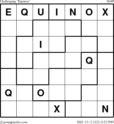 The grouppuzzles.com Challenging Equinox puzzle for 