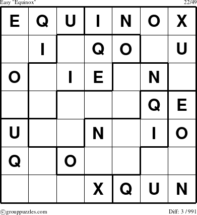 The grouppuzzles.com Easy Equinox puzzle for 