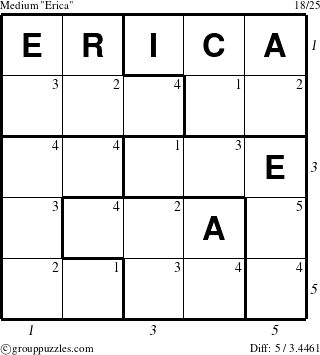 The grouppuzzles.com Medium Erica puzzle for  with all 5 steps marked