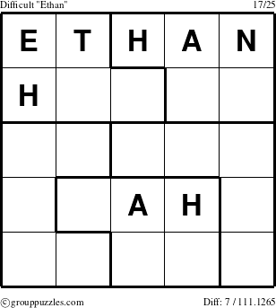 The grouppuzzles.com Difficult Ethan puzzle for 