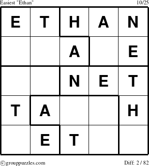 The grouppuzzles.com Easiest Ethan puzzle for 