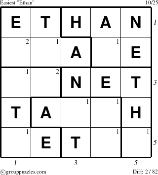 The grouppuzzles.com Easiest Ethan puzzle for  with all 2 steps marked