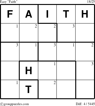 The grouppuzzles.com Easy Faith puzzle for  with the first 3 steps marked