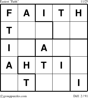 The grouppuzzles.com Easiest Faith puzzle for 