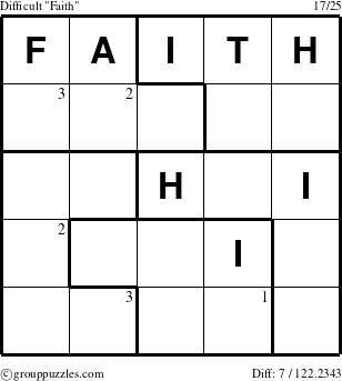 The grouppuzzles.com Difficult Faith puzzle for  with the first 3 steps marked