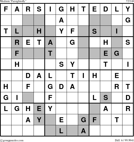 The grouppuzzles.com Medium Farsightedly puzzle for 