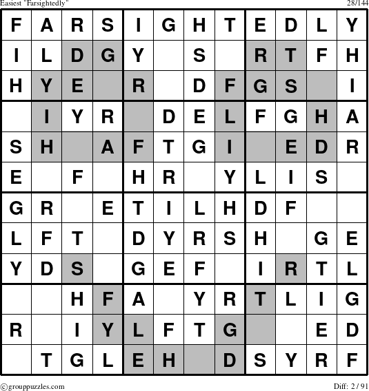 The grouppuzzles.com Easiest Farsightedly puzzle for 
