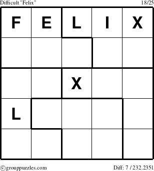 The grouppuzzles.com Difficult Felix puzzle for 