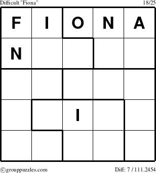 The grouppuzzles.com Difficult Fiona puzzle for 