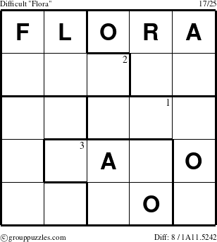 The grouppuzzles.com Difficult Flora puzzle for  with the first 3 steps marked