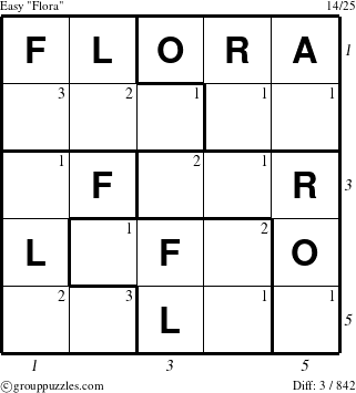 The grouppuzzles.com Easy Flora puzzle for , suitable for printing, with all 3 steps marked