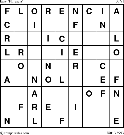 The grouppuzzles.com Easy Florencia puzzle for 