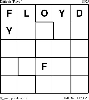 The grouppuzzles.com Difficult Floyd puzzle for 