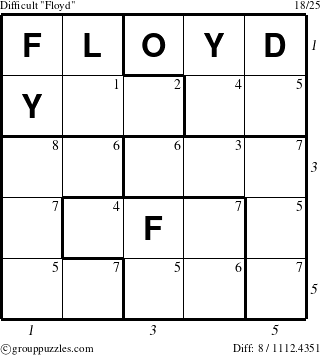 The grouppuzzles.com Difficult Floyd puzzle for  with all 8 steps marked