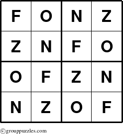 The grouppuzzles.com Answer grid for the Fonz puzzle for 
