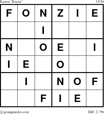 The grouppuzzles.com Easiest Fonzie puzzle for 