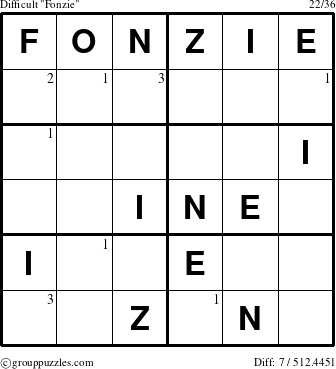 The grouppuzzles.com Difficult Fonzie puzzle for  with the first 3 steps marked