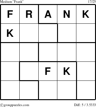 The grouppuzzles.com Medium Frank puzzle for 