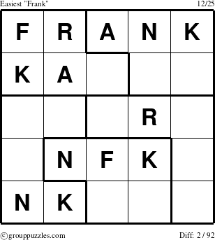 The grouppuzzles.com Easiest Frank puzzle for 