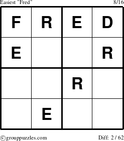 The grouppuzzles.com Easiest Fred puzzle for 