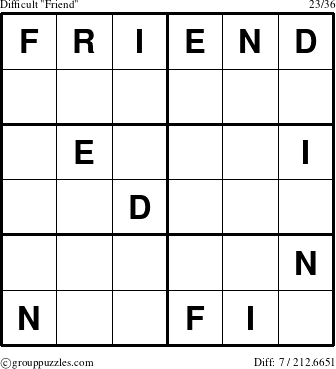The grouppuzzles.com Difficult Friend puzzle for 