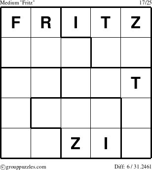 The grouppuzzles.com Medium Fritz puzzle for 