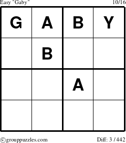 The grouppuzzles.com Easy Gaby puzzle for 