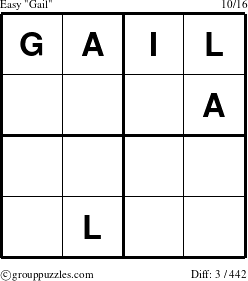 The grouppuzzles.com Easy Gail puzzle for 