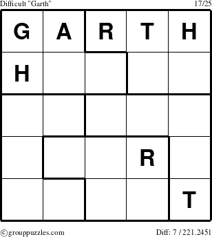 The grouppuzzles.com Difficult Garth puzzle for 