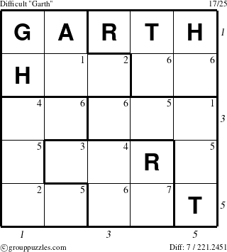 The grouppuzzles.com Difficult Garth puzzle for  with all 7 steps marked