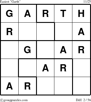 The grouppuzzles.com Easiest Garth puzzle for 