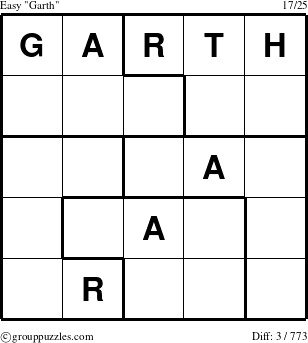 The grouppuzzles.com Easy Garth puzzle for 