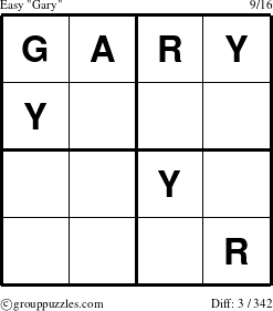 The grouppuzzles.com Easy Gary puzzle for 