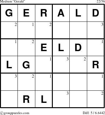 The grouppuzzles.com Medium Gerald puzzle for  with the first 3 steps marked