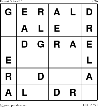 The grouppuzzles.com Easiest Gerald puzzle for 