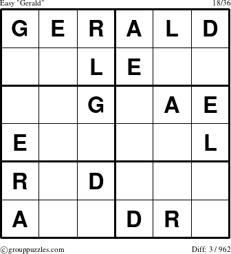 The grouppuzzles.com Easy Gerald puzzle for 
