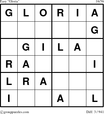 The grouppuzzles.com Easy Gloria puzzle for 