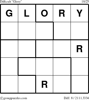 The grouppuzzles.com Difficult Glory puzzle for 