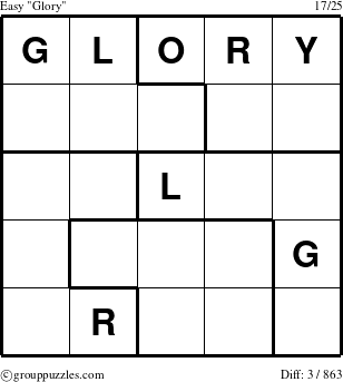The grouppuzzles.com Easy Glory puzzle for 