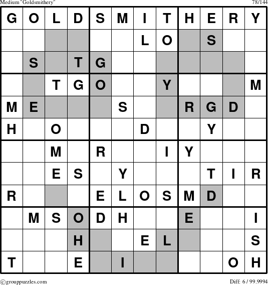 The grouppuzzles.com Medium Goldsmithery puzzle for 